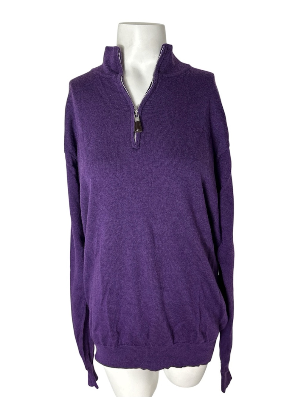Peter Millar Purple Quarter-Zip Pullover Sweater Wool-Silk